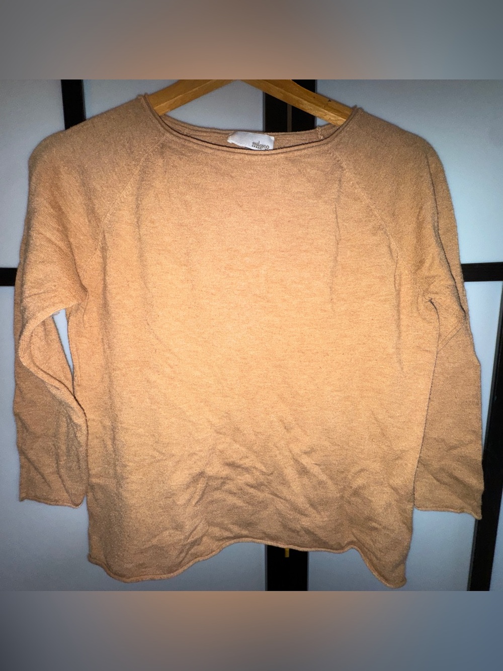 Essentials by Milano Crewneck Pullover in Camel Tan